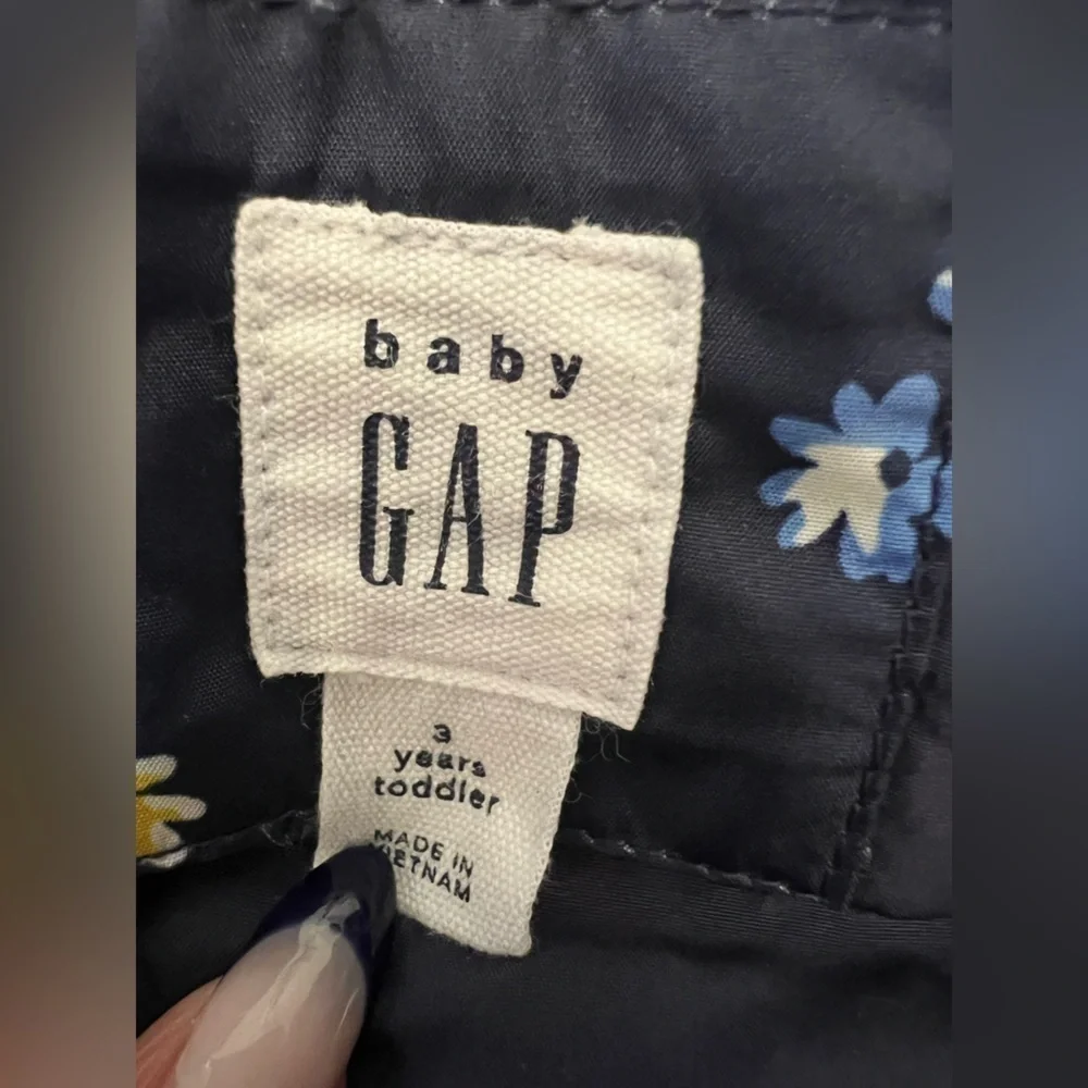 Gap Puffer Vest Navy with Floral Flower Print Girls Size 3 Classic EUC